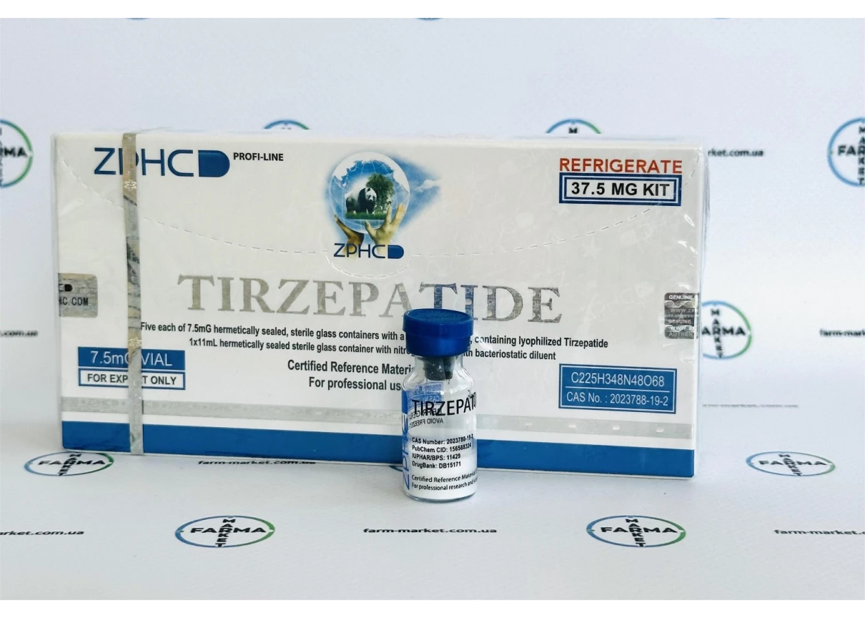 Фото 1 - Tirzepatide (Тирзепатид 37.5мг) ZPHC 5 флаконів по 7.5мг
