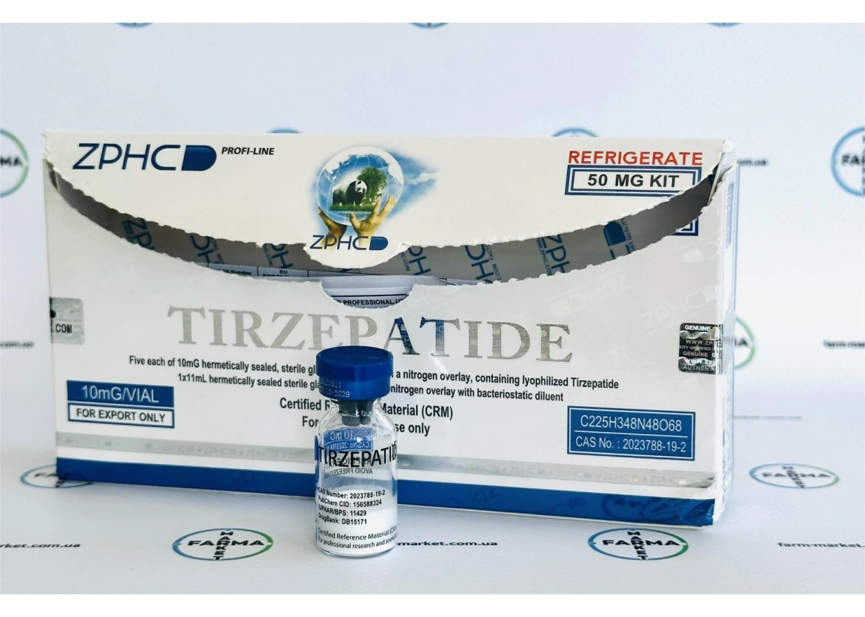 Фото 1 - Tirzepatide (Тирзепатид 50 мг) ZPHC 5 флаконів по 10мг