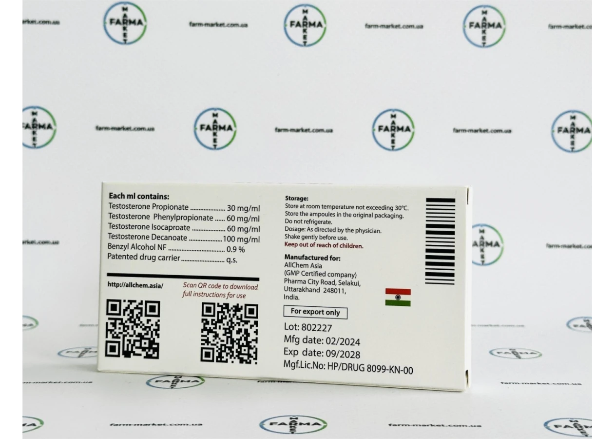 Фото 4 - Sust250 Allchem Asia (Тестостерон Сустанон Алчем) 250мг 1мл