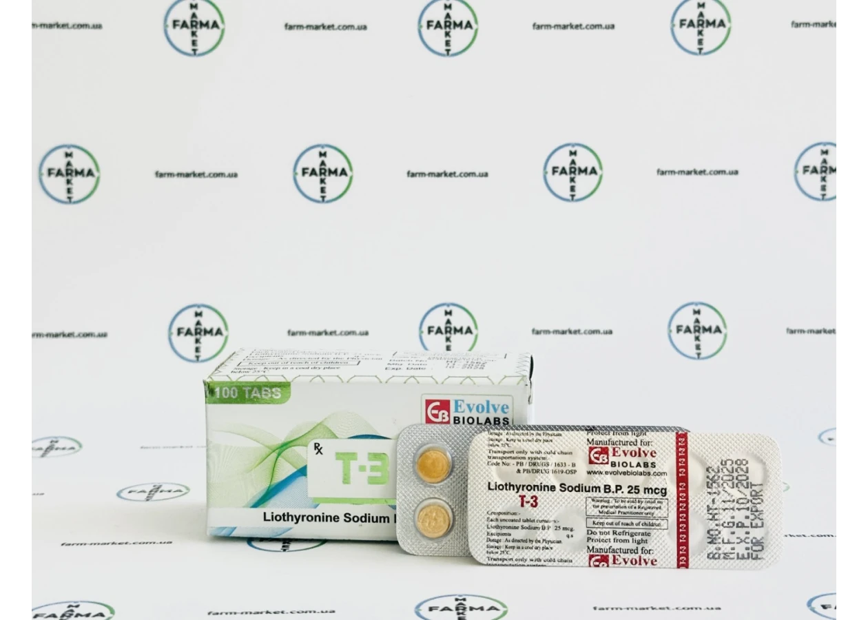Фото 1 - Т3 Liothyronine Sodium (Evolve Biolabs) 25мкг 100таб